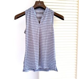 NEW♥️NIKE ZONAL COOLING POLO TANK TOP SHIRT GRAY STRIPED SLEEVELESS GOLF TENNIS